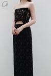 OUDE WAAG lace stitching tube top top OW-23SS-TP01 black